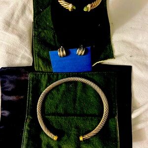 Classic sterling cable 950 necklace DY waverly prasiolite & diamond bracelet.